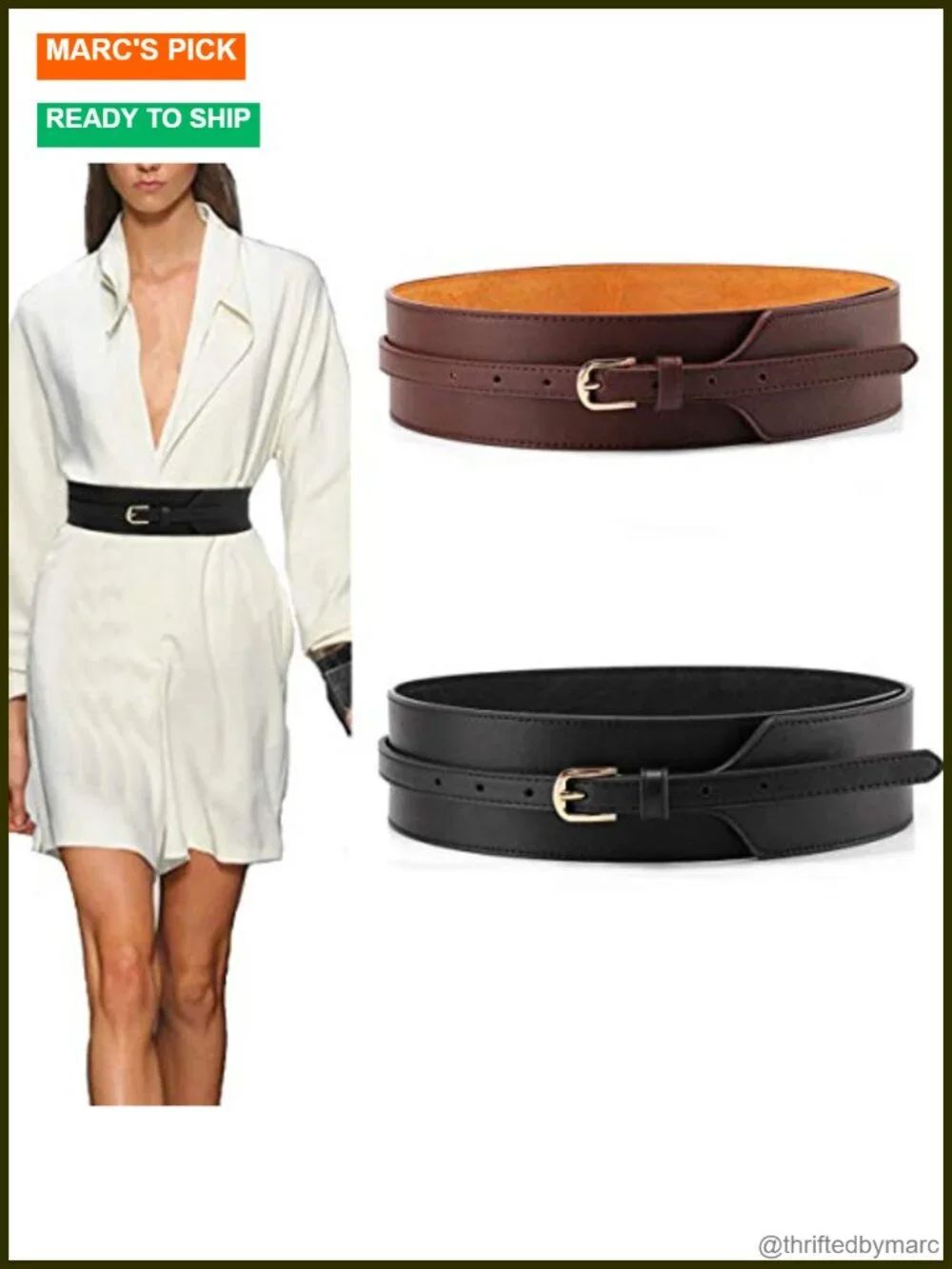 Wide PU Leather Waist Belt with D-ring Buckle